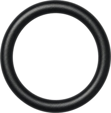 Black rubber O-ring seal isolated on transparent background
