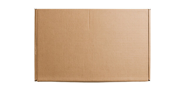 Cardboard box closed brown plain rectangular, shipping container