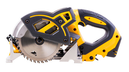Cordless circular saw with yellow and black housing and metal blade © Carmen