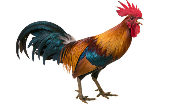 Rooster with vibrant plumage and red comb