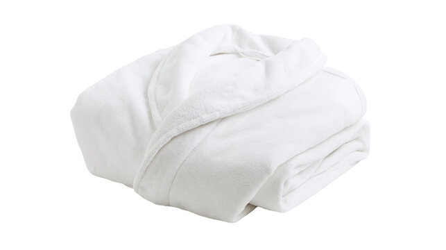 White fluffy terry cloth bathrobe folded neatly