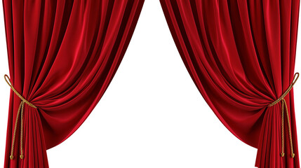 Red velvet stage curtains tied with gold rope © Patricia