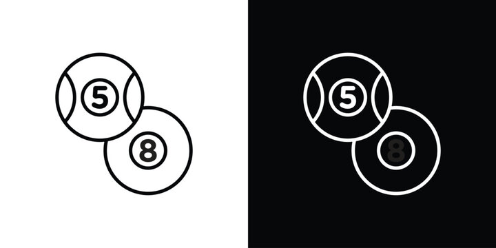 Billiard ball icon set, black and white color designs
