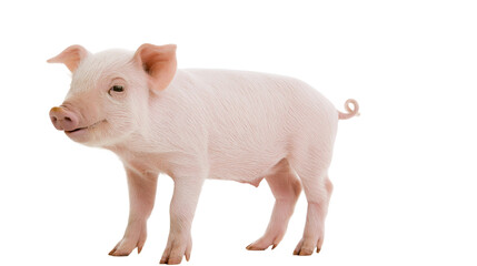 Pink piglet standing on white © Patricia