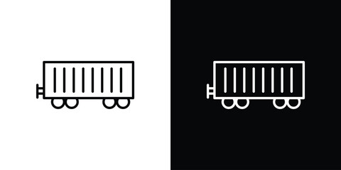 Cargo wagon icon set, black and white color designs © Dingdong