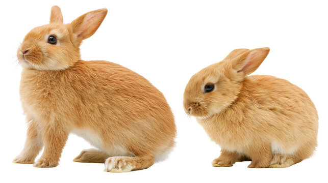 Two fluffy orange rabbits sitting side by side