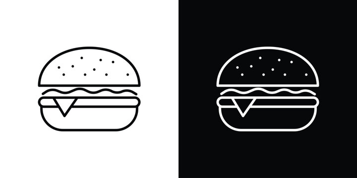 Cheese burger icon set, black and white color designs