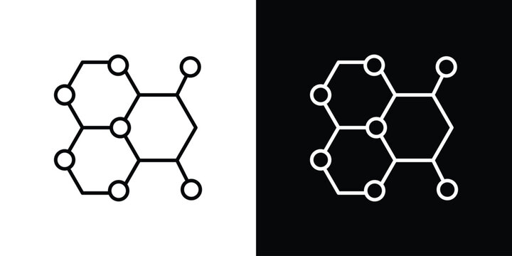 Chemical content icon set, black and white color designs