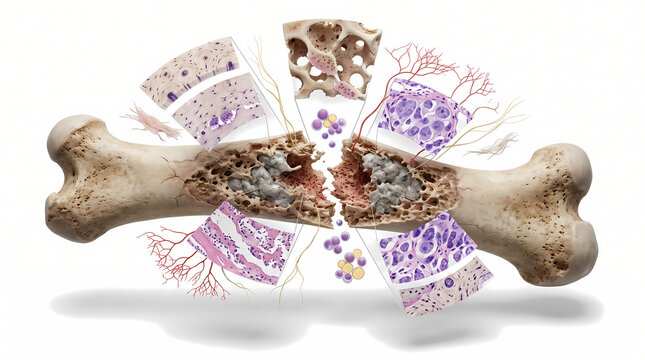 Osteoporosis And Bone Fracture Microscopic View