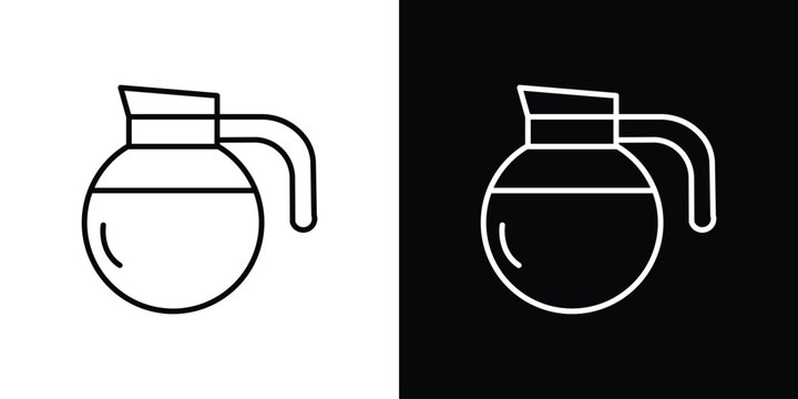 Coffee pot icon set, black and white color designs