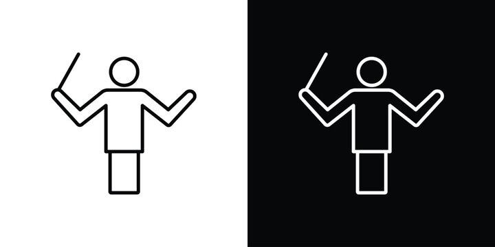 Conductor icon set, black and white color designs