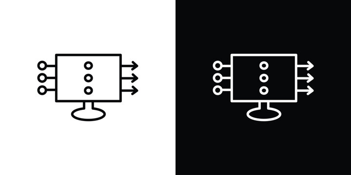 data streaming icon set, black and white color designs