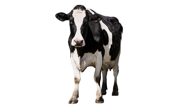 Holstein Friesian cow standing, black and white spotted