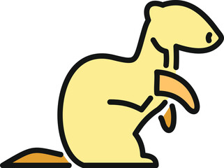 Obraz premium Weasel icon standing upright on a white background, representing wildlife and mammals