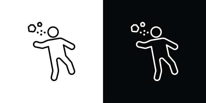 Drunk human icon set, black and white color designs