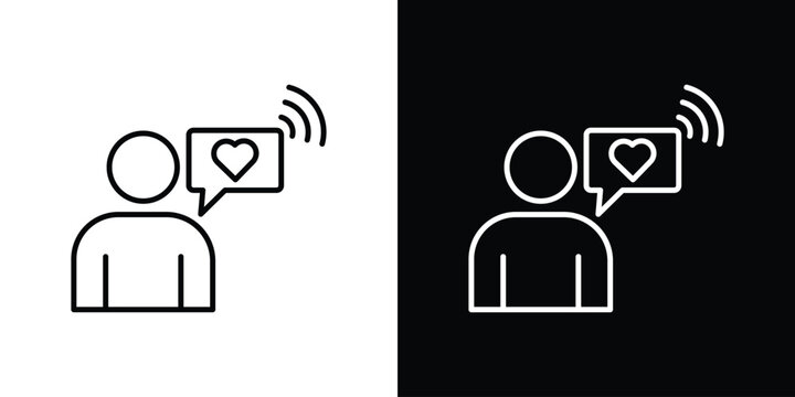 Influencer icon set, black and white color designs