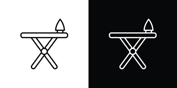 Iron board icon set, black and white color designs