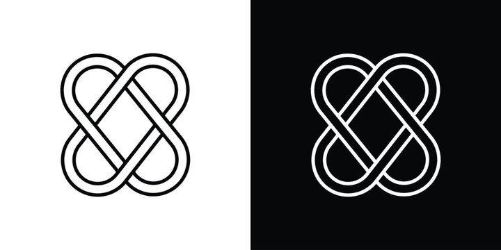 Interlocking icon set, black and white color designs