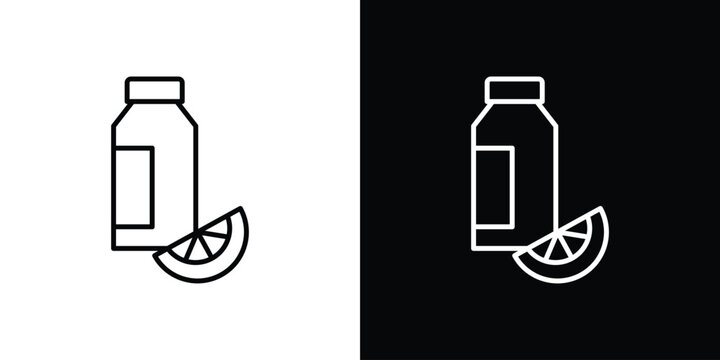 Juice bottle icon set, black and white color designs