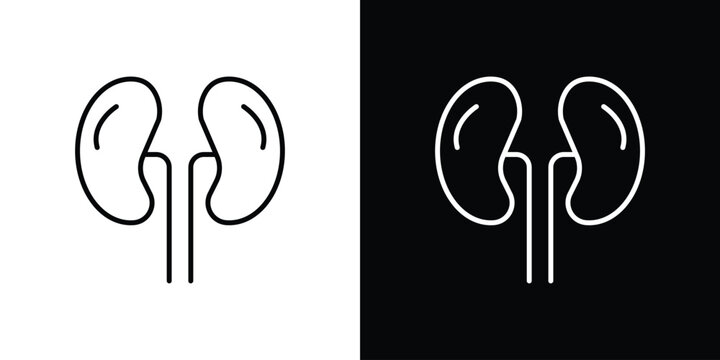 Kidney icon set, black and white color designs