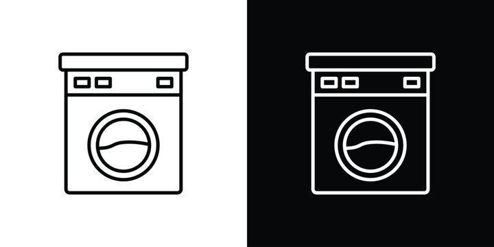 Laundry zone icon set, black and white color designs
