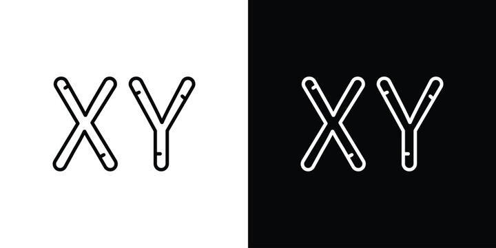 Masculine Chromosomes icon set, black and white color designs