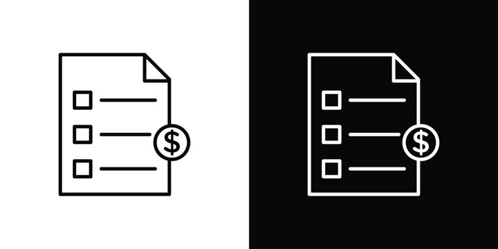 Price list icon set, black and white color designs