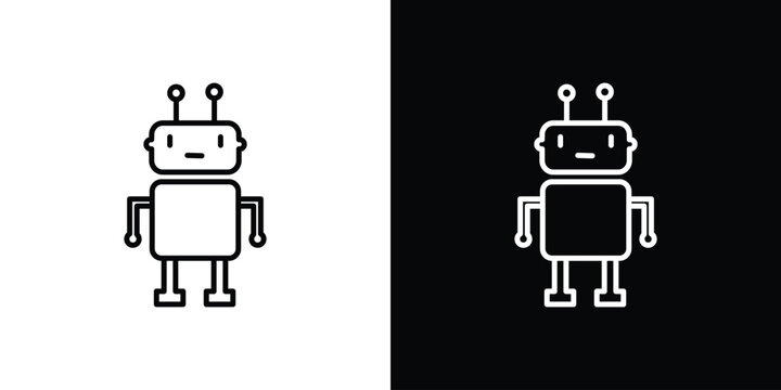 Robo icon set, black and white color designs