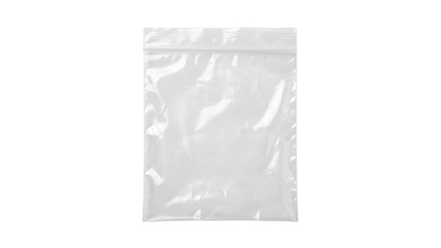 Empty clear plastic zipper evidence bag mockup isolated on transparent background