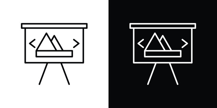 Slideshow icon set, black and white color designs
