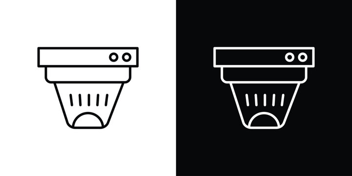 Smoke detector icon set, black and white color designs