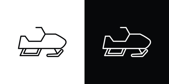 Snowmobile icon set, black and white color designs