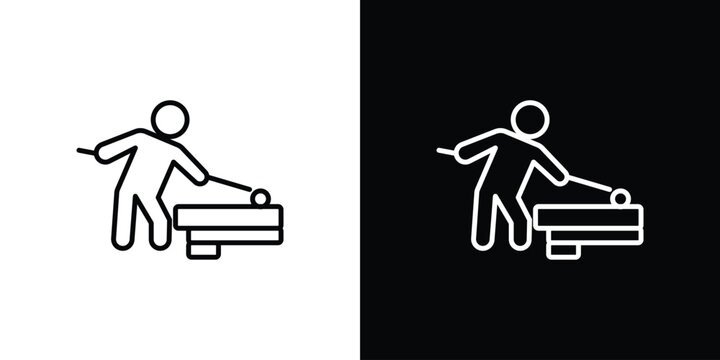 Snooker icon set, black and white color designs