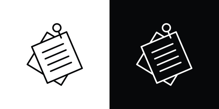 Sticky notes icon set, black and white color designs