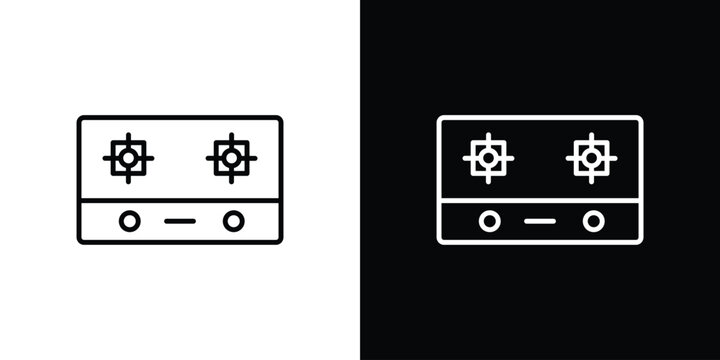 Stove icon set, black and white color designs