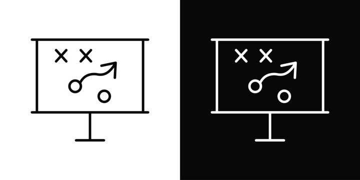 Strategical planning icon set, black and white color designs
