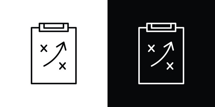 Strategy icon set, black and white color designs