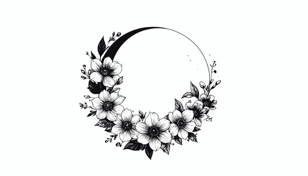 Black and white floral headband accessory.