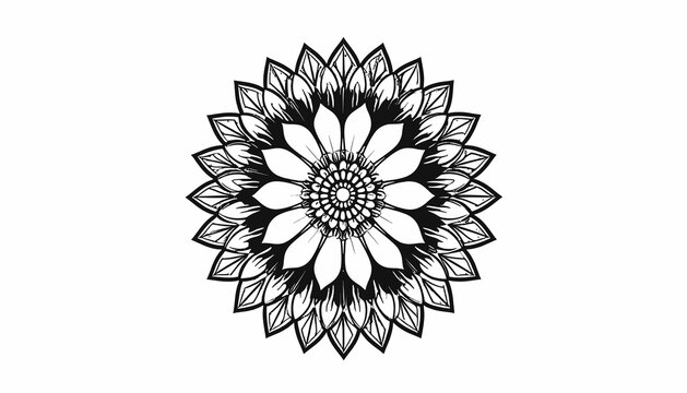 Feedio_Vector_Success_Feedio_minimalist black and white flower icon of floral monogram circle clean vector line art isolated on white back_ba74a.