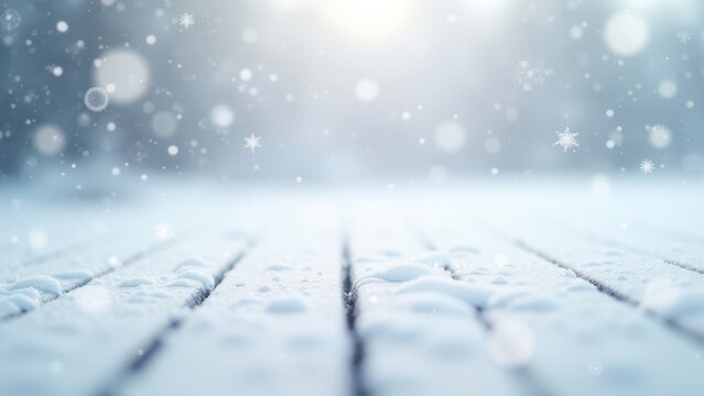 overhead view gentle snowfall blanketing white surface perfect copy space for winter marketing ad soft natural light crisp morning serenity