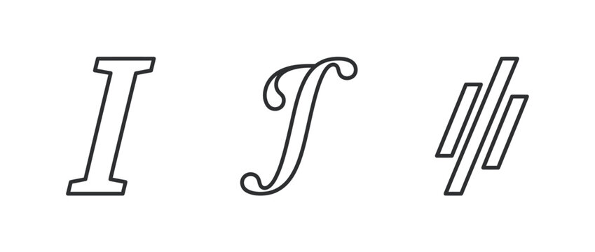 Three stylized typographic letter and symbol designs on a white background