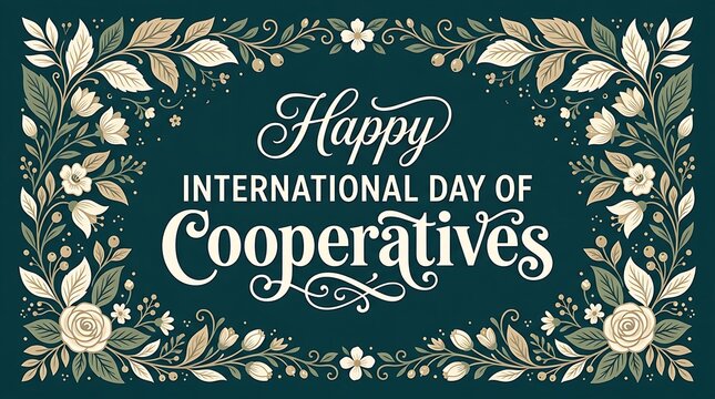 A beautiful holiday banner displaying stylized white typography flanked by botanical leafy illustrations and blooming daisies on green.