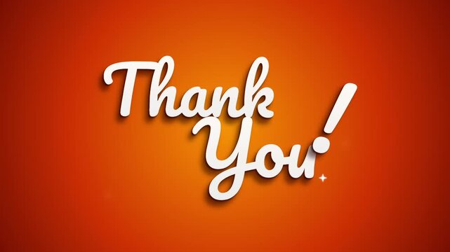 Animated thank you message on orange background
