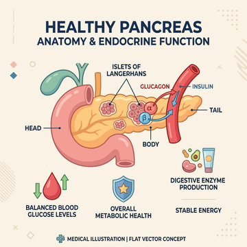 Simple healthy pancreas anatomy icon, endocrine system health concept