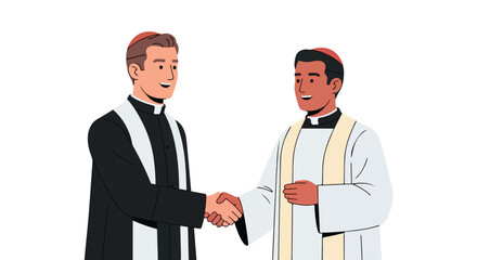 Fototapeta premium Two men in clerical attire shaking hands