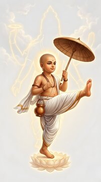 Vamana Avatar of Vishnu Taking Three Steps with Divine Form