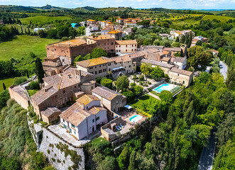 Naklejka premium View of San Giovanni d’Asso near Montalcino, in the province of Siena,Tuscany, Italy