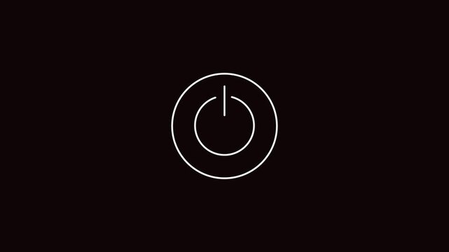 neon line white power button icon illustration concept black background.