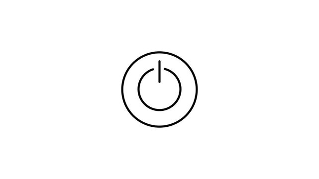 neon line black power button icon illustration concept white background.