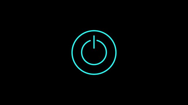 neon line chain power button icon illustration concept black background.